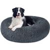 Nepfaivy Cuccia per Gatti e Cani da Interno, Cuccetta per Gatti e Cani | Letto Morbido in Peluche per Gatti, Cuscino Ciambella Calda e Antistress per l'Inverno, XL-70cm/27.6in, Grigio Scuro