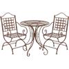 CLP Set da Giardino Viro con Tavolo Rotondo e 2 sedie in Ferro in Stile Art Nouveau nostalgico per Giardino, Balcone e terrazzo | Colore Antico Marrone