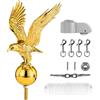 PPQ Kit di riparazione per asta per bandiera con aquila da 28 cm, oro e parti metalliche. Corda da drizza da 10,2 cm, gancio in zinco da 10,2 cm, clip a scatto girevoli per bandiere, carrucola per