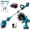 Bostar Motozappa a Batteria, Compatibile con Makita 18V Batteria Motozappa Elettrica, Zappa Rotativa 1.78KG con Display Digitale, 4 Lame Ø160mm, Profondità 17cm, con 2 Batterie al Litio