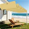 LISANSAN Tenda Parasole Retrattile 550 x 400 cm Impermeabile Vele Parasole da Esterno con Occhielli con Occhielli e Cordino per Terrazza, Pergola, Veranda, Giardino, Giallo sabbia