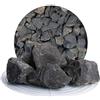Schicker Mineral Ghiaia Decorativa in basalto Antracite 32-56 mm, Sacco da 25 kg, Pietra Naturale Grigio Antracite/Nera, Origine Germania, per aiuole, vialetti e sistemazioni Esterne