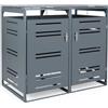 COSTWAY Copribidone Spazzatura Esterno, Contenitore per Bidoni Differenziata Esterno per 2 Cassonetti con Porte Bloccabili con Chiavi e Maniglie, per Giardino e Cortile