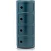 Kartell Componibili Contenitore 4 Elementi, Base Tonda, ABS, Blu, 32 x 32 x 77 cm