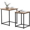 TAISSU - Set 2 Tavoli Ausiliari - 40x40x50 cm - Nero-Rovere - Mod. SKIVE | Per soggiorno o divano - Tavolini impilabili - Stabili e funzionali - Ideali per piccoli spazi - Nero opaco e rovere chiaro