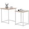 TAISSU - Set 2 Tavoli Ausiliari - 40x40x50 cm - Bianco-Legno - Mod. SKIVE | Per soggiorno o divano - Tavolini impilabili - Stabili e funzionali - Ideali per piccoli spazi - Bianco opaco e legno chiaro