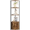 VASAGLE Scaffale Angolare con Contenitore, Mobile Angolare con 5 Ripiani | per Soggiorno, Camera da Letto, Cucina, Bagno, Marrone Vintage e Nero Inchiostro, Collezione BARNET LBC580K01