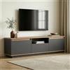 Dmora Mobile Porta TV Lovere 160x30x42h cm Nero Antracite Un Ripiano 3 Ante, 4 Vani