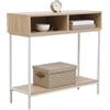 TAISSU - Tavolo Consolle - 80x30x75 cm - Bianco-Legno - Mod. RIBE | Per ingresso o soggiorno - Mobile compatto - Ripiano contenitore - Stabile e facile da montare - Bianco opaco e legno chiaro