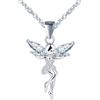 MOOFUN Piccolo Angelo Collana con Zirconi per Ragazze Donne- Argento Sterling 925 Collana con Ciondolo Fattino Gioiello in Argento Ipoallergenico Scintillante Amuleto Regalo Adorabile per Lei