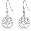 Philip Jones Orecchini pendenti con albero della vita placcati in argento creati con cristalli di Zircondia®