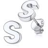 Silvora Orecchini a perno in argento Sterling per donne e ragazze, delicati gioielli con iniziali, Argento Sterling 925