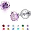 Limerencia Orecchini a perno in titanio di grado implantare, ipoallergenici, con chiusura a vite, con zirconia cubica, regalo per ragazze e orecchie sensibili