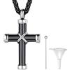 FaithHeart Collana da Donna Uomo Commemorativa Ciondolo Urna per Ceneri di Cremazione Medaglione di Croce Personalizzabile Incisione Commemorare Animali Domestici con Kit di Riempimento