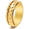 Grewod Anello Uomo Acciaio Inossidabile Rotante Squame di Drago 8mm | Gioielli Anello Meditation