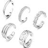 Generic 5 pezzi 5 diversi pezzi Open Toe Anelli Set per le Donne Ragazze Argento Semplice Regolabile Knuckle Ring Piede Gioielli