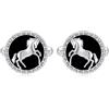 HUKKUN Gemelli da uomo in onice a forma di cavallo, in argento Sterling, per smoking, One Size, Argento sterling, Onice
