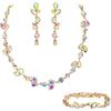 EVER FAITH Cristalli Sposa Set di gioielli da damigella d'onore, Elegante Marquise Rotondad Strass Foglia Collana Dangle Orecchini Tennis Bracciale Set per le donne