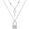 Generic Collana con lucchetto in argento sterling 925 per donne e uomini, ciondolo con lucchetto con chiave a cuore in pietra, collana da donna, a catena, da uomo