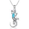 BETHZA Collana in argento Sterling 925 con ciondolo a forma di lucertola con vera pietra turchese, gioiello vintage da donna, medio, in argento Sterling, turchese, Medium, Argento sterling, Turchese