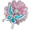 Teleye Charm in argento sterling 925 con ciondolo a forma di farfalla e fiore