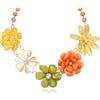 EVER FAITH Collana girocollo da donna con 5 fiori vintage bohémien floreale chunky e colletto a fiore, colore nero