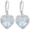 Odinstone Orecchini Albero della Vita, Cuore, Donna, Ganci Argento 925 | Orecchini cuore albero della vita, pietra di luna, ganci argento 925 e confezione regalo