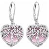 Odinstone Orecchini Albero della Vita, Cuore, Donna, Ganci Argento 925 | Orecchini cuore albero della vita, pietra di luna, ganci argento 925 e confezione regalo