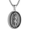HZMAN Collana con ciondolo a forma di Madonna di Guadalupe, in acciaio inox, stile retrò, con ciondolo a forma di Vergine Maria, amuleto cattolico, idea regalo