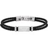 Emporio Armani Bracciale da uomo in acciaio inossidabile con chiusura a moschettone, a cursore o a magnete, Nero lucido