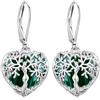 Odinstone Orecchini Albero della Vita, Cuore, Donna, Ganci Argento 925 | Orecchini cuore albero della vita, pietra di luna, ganci argento 925 e confezione regalo