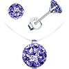 MICGIGI Donna Collana in argento 925 Collana con ciondolo in zirconia cubica da 8 mm Collana a catena in nylon trasparente con orecchini da 6 mm