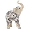 DRW Statuetta di un elefante in resina bianca e nera, 15 x 8 x 21,5 cm