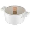 FLORINA Casseruola in alluminio Nube | 20 cm | 2,8 l | Adatta all'induzione | Rivestimento ceramico antigraffio | Manico soft-touch con effetto legno | Coperchio in vetro resistente al calore