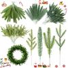 Syhood 60 Pezzi Rami di Pino Artificiali 4 Stili per Natale Decoro, Verde | Aghi di Pino Artificiali, Foglie Finte, Ghirlanda e Bastoncini di Pino, In Plastica, Per Decorazione Natalizia Fai da Te