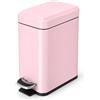 Home Zone Living Pattumiera da bagno da 1,3 litri con coperchio, cestino in acciaio inox con forma sottile e pedale, per casa e ufficio, capacità 5 litri, rosa