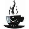 FLEXISTYLE Orologio da Parete da Cucina Tazza LA TAZZINA Nera Silenzioso Moderno per Bar 3 d Decorativo
