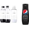 Sodastream Bottiglie Classiche per gasatore d'acqua, Capienza 1 Litro, & Concentrato per la preparazione di bevande dissetanti gassate al gusto Pepsi Max. 440ml per preparare fino a 9 litri di bibita