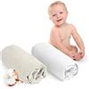 Dreamzie - Lenzuolo Con Angoli - Lettino - 2x70x140cm - 100% Cotone | Bianco/Beige · Bordo elastico · Altezza 12cm · lavabile a 60°C · Jersey · Certificato Oeko-Tex