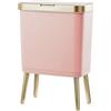 Procade Pattumiera da bagno con coperchio, bidone della spazzatura rosa da 10 litri, in plastica alta con pulsante, cestino sottile dorato per stanza, camera da letto, ufficio, cucina