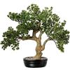 DRW Pianta artificiale di un bonsai di cipresso in PE e PVC con vaso in verde e marrone, 54 x 38 x 50 cm