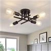 Comely Plafoniera SputniK Moderno, Nero 4 Luci E27 Lampadario Industriale | 4-Luci Plafoniera Soffitto Vintage in Metallo per Soggiorno, Cucina, Sala da Pranzo, Corridoio