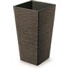 Prosperplast Furu - Vaso quadrato Eco Wood, effetto legno naturale, caffè, 20 x 20 x 38 cm, in plastica resistente, per giardino, terrazza e balcone