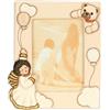 THUN, Portafoto Angelo con Teddy in Ceramica Decorata a Mano, Linea Baby, 20 x 25 x 2 cm, Spazio Foto 12 x 17 cm