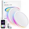 LuminexDesigns 2ER LED Plafoniera Smart Alexa - 30W Lampada Soffitto Piatta Regolabile con Retroilluminazione RGB, Wi-Fi, Telecomando, Controllo Vocale per Soggiorno, Camera Ø30CM