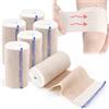 Mumjooyi Bende Elastiche 6 Rotoli di Benda Elastica Compressiva Autoadesiva Lavabile Riutilizzabile per Supporto a caviglia Braccio Gamba o per lesioni del petto