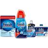 Finish Kit Lavastoviglie; Finish Powergel Detersivo Lavastoviglie Fresh 30 Lavaggi, Brillantante Regular 250ml, Curalavastoviglie regular 250ml, Cristalli di Sale 1kg
