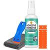 Halldeli Spray Rimuovi Colla, potente rimuovi colla e sciogli silicone con raschietto e panno, adesivo rimuovi silicone elimina etichette, nastro, adesivi da vetro, plastica, auto, tappeti 300ml