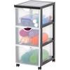 Iris Ohyama, Cassettiera Plastica Mobile, 3 cassetti grandi, Nero, DDDC-303 | Cassetto della camera da letto, deposito bagno o organizzatore per il camerino. Una colonna di stoccaggio versatile su ruote
