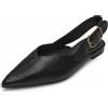 MISSCAI Slingback Donna a Punta Tacco 2 cm Scarpe Basse Comode | Ballerine donna, tallone aperto, fibbia regolabile, effetto scamosciato, scarpe basse eleganti per ufficio e tempo libero